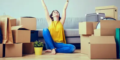 Girl with boxes