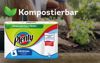 Umweltfreundliche Verpackung und biologisch abbaubare Tücher von Plenty