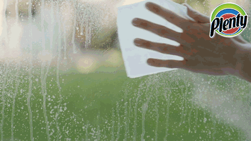 Die Fenster reinigen