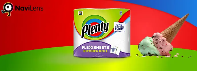 2 roll pack of Plenty Flexisheet next to a melting ice cream with Navi Lens logo